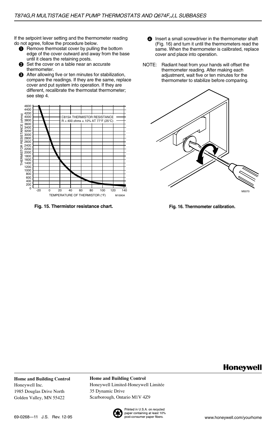 Honeywell Q674F User Manual | Page 12 / 12