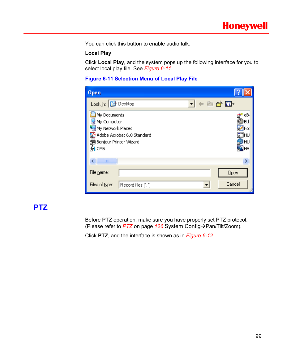 Figure 6-11 selection menu of local play file, Color, Honeywell | Honeywell HD-16DVR-C User Manual | Page 115 / 169