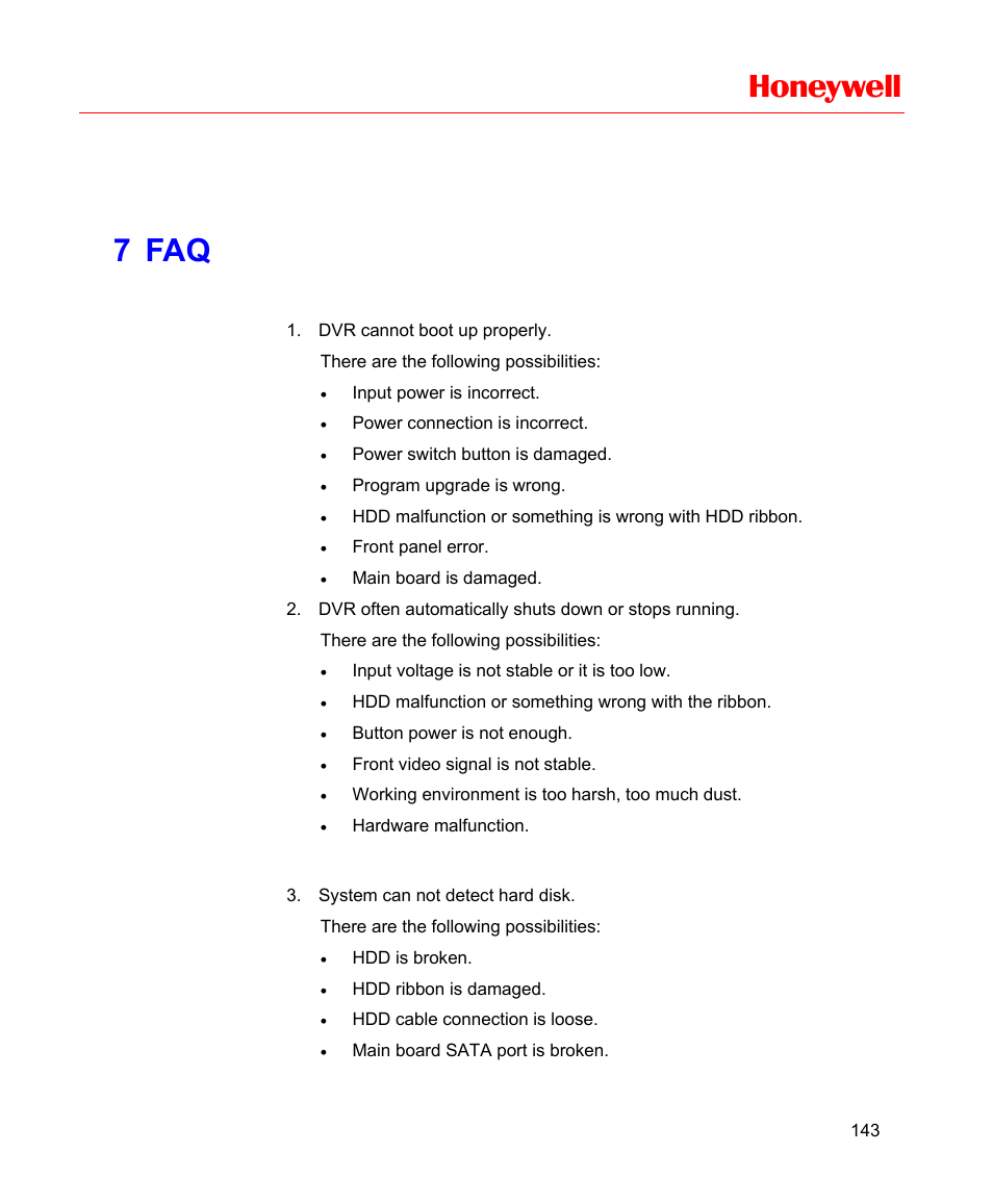 7 faq, Honeywell | Honeywell HD-16DVR-C User Manual | Page 159 / 169