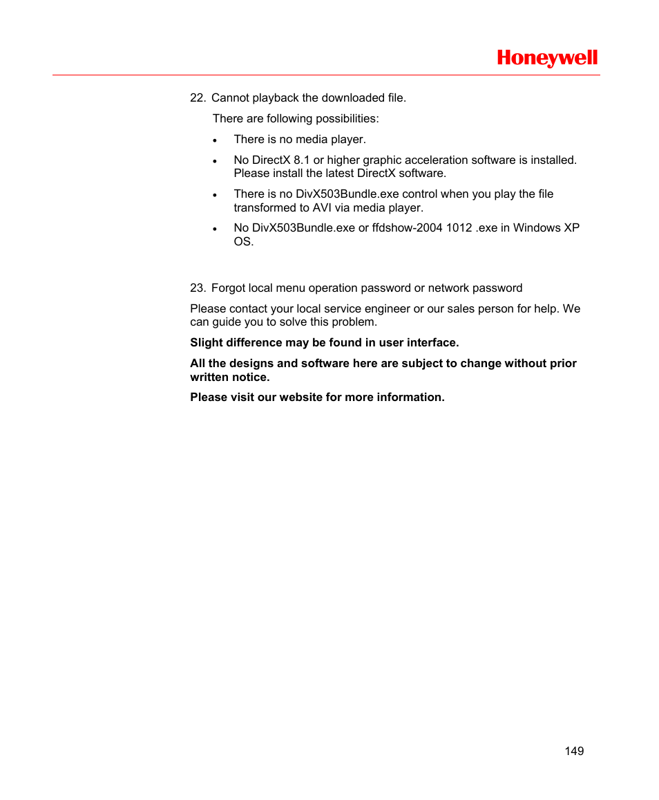 Honeywell | Honeywell HD-16DVR-C User Manual | Page 165 / 169