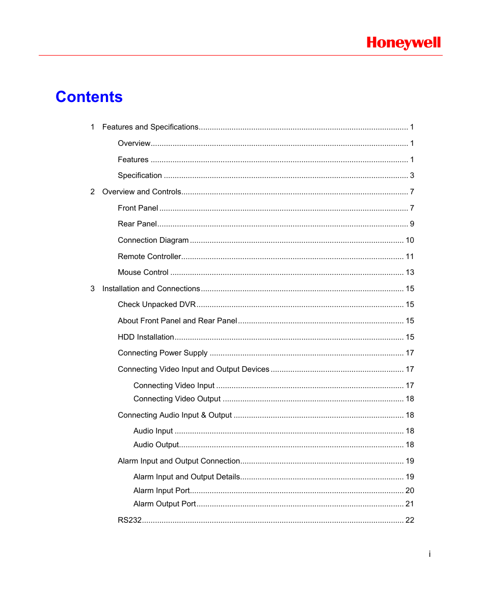 Honeywell HD-16DVR-C User Manual | Page 3 / 169