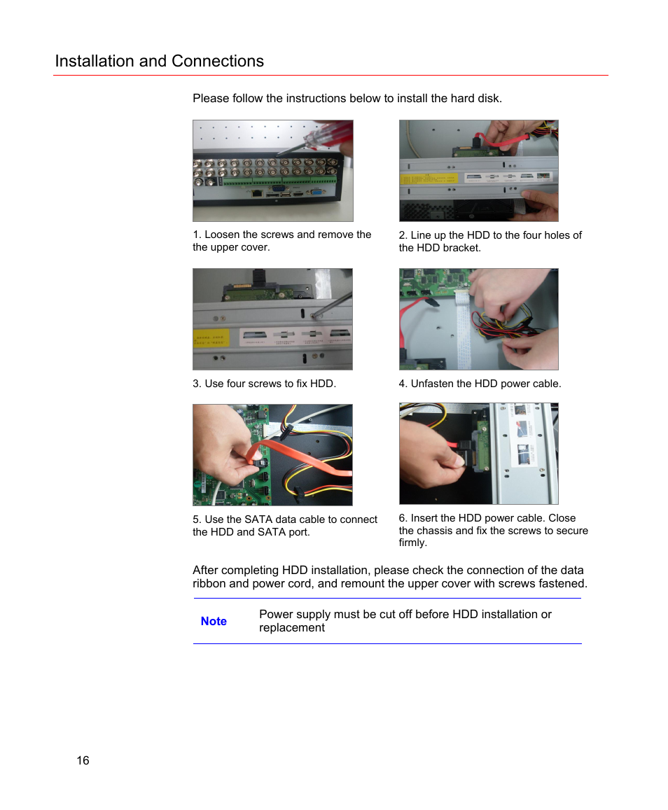 Installation and connections | Honeywell HD-16DVR-C User Manual | Page 32 / 169