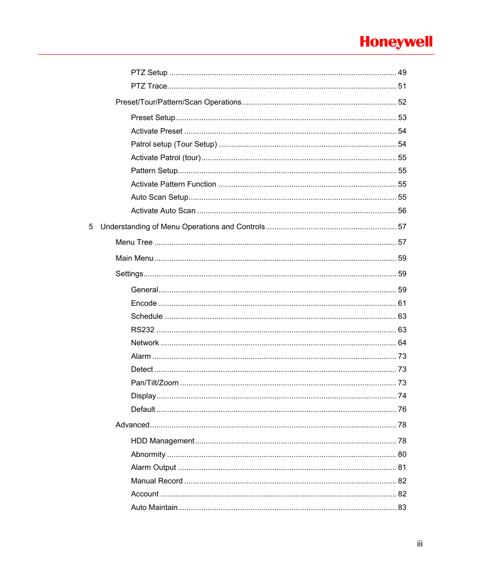 Honeywell | Honeywell HD-16DVR-C User Manual | Page 5 / 169