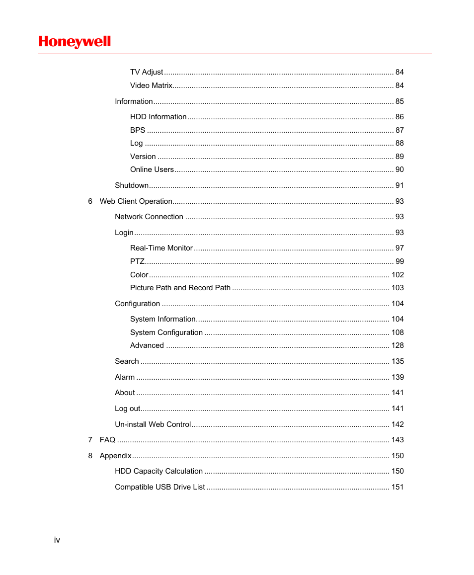 Honeywell | Honeywell HD-16DVR-C User Manual | Page 6 / 169