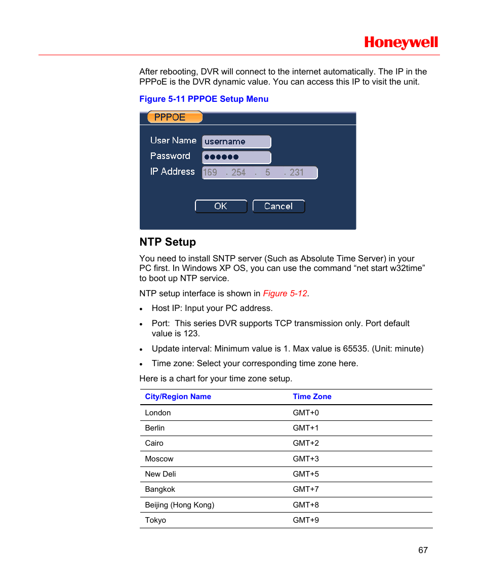 Ntp setup, Figure 5-11 pppoe setup menu, Figure 5-11 | Honeywell | Honeywell HD-16DVR-C User Manual | Page 83 / 169