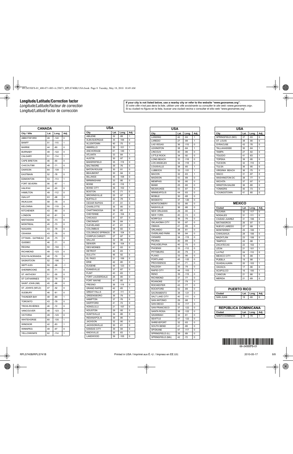 Honeywell RPLS740B User Manual | Page 8 / 8