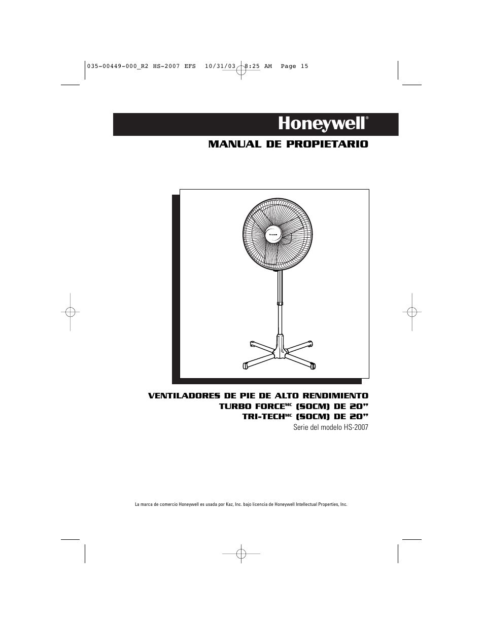 Manual de propietario | Honeywell HS-2007 Series User Manual | Page 15 / 21
