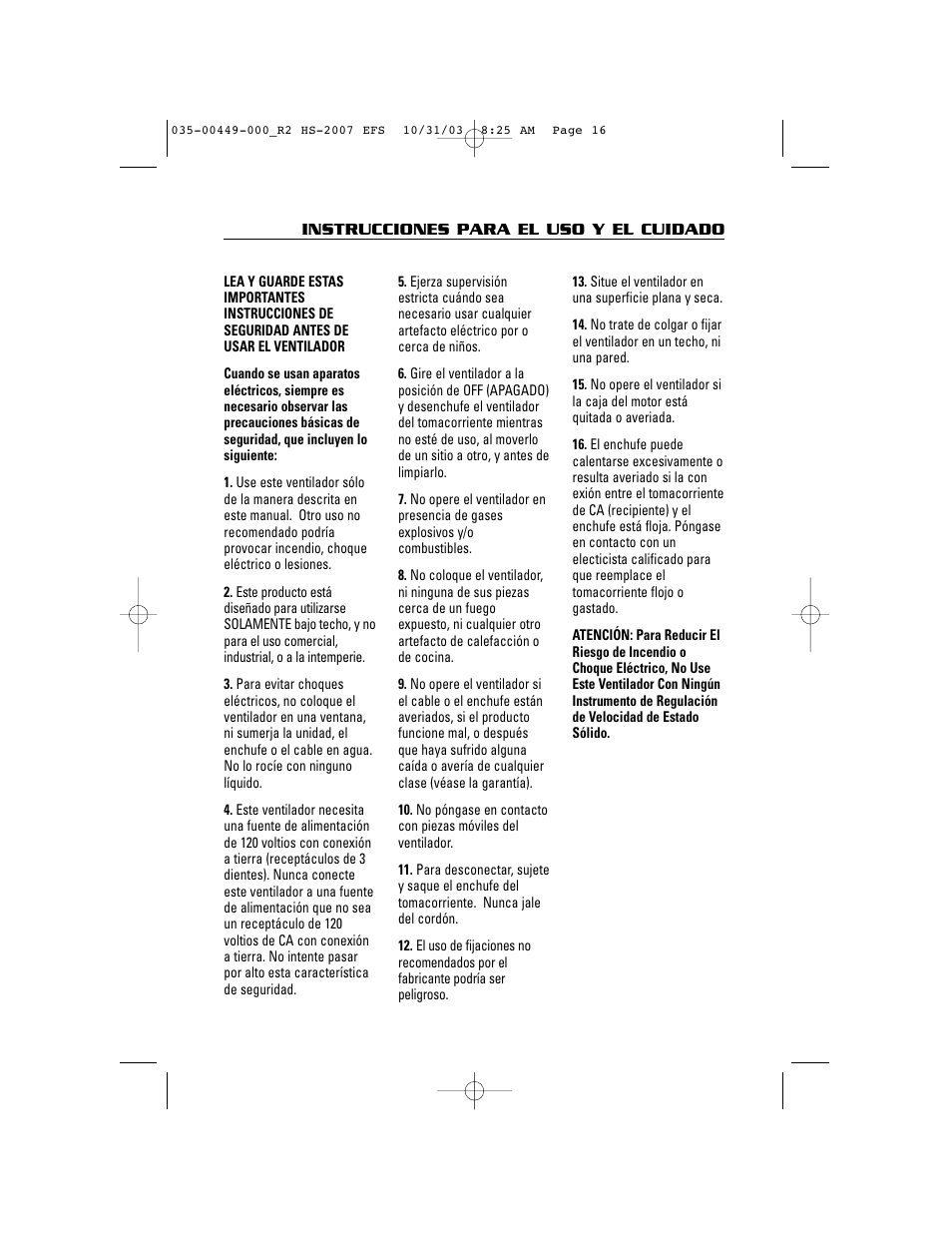 Honeywell HS-2007 Series User Manual | Page 16 / 21