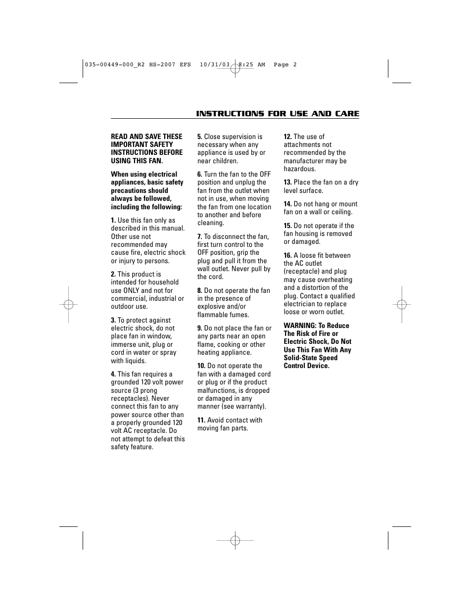 Honeywell HS-2007 Series User Manual | Page 2 / 21