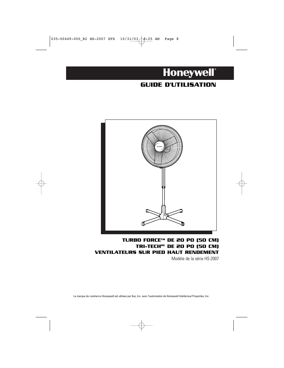 Guide d'utilisation | Honeywell HS-2007 Series User Manual | Page 8 / 21