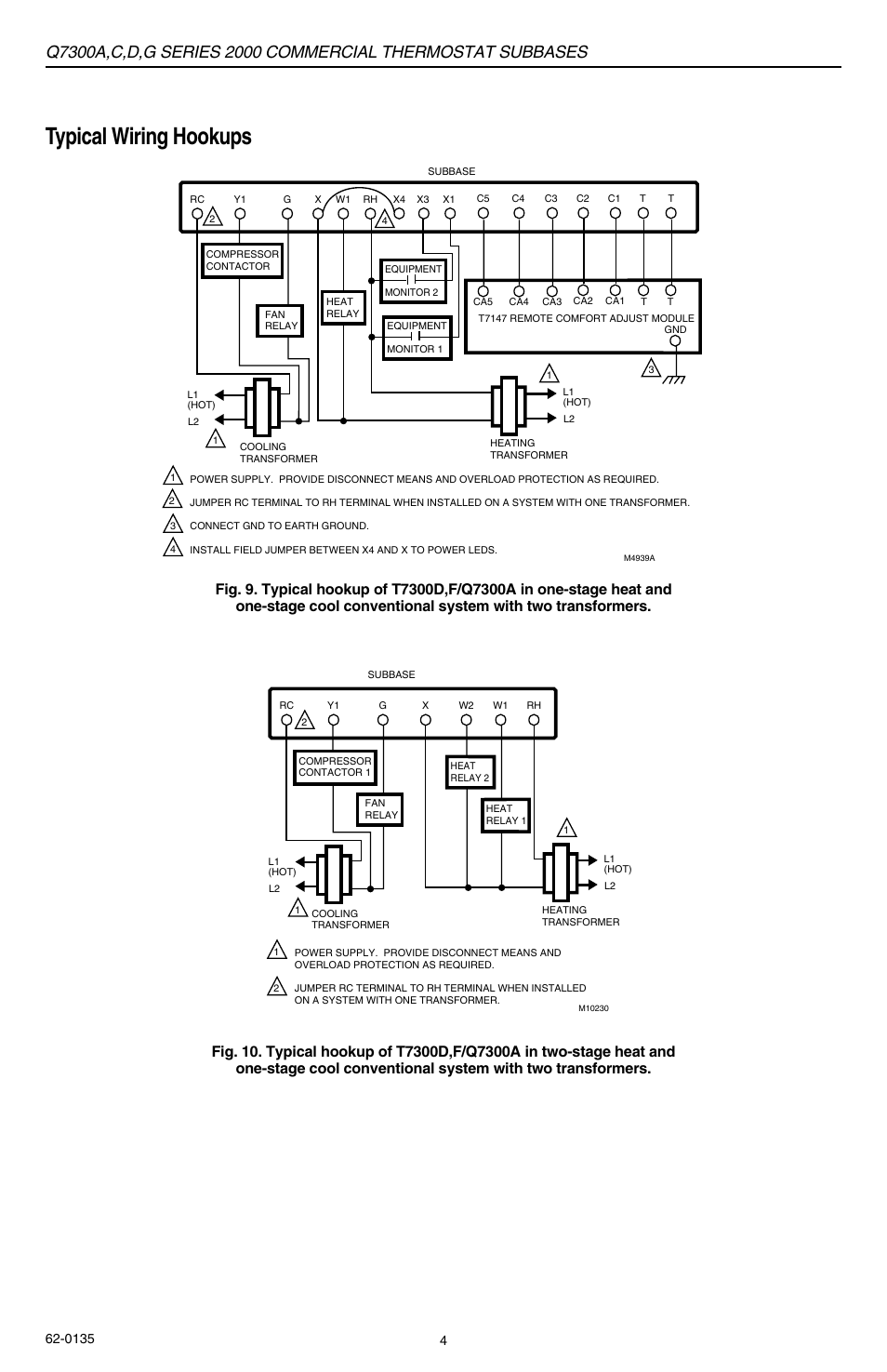 Typical wiring hookups | Honeywell 2000 User Manual | Page 4 / 8