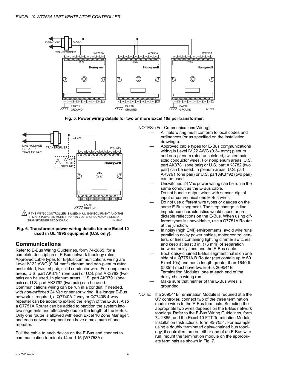 Communications | Honeywell EXCEL 10 W7753A User Manual | Page 4 / 12