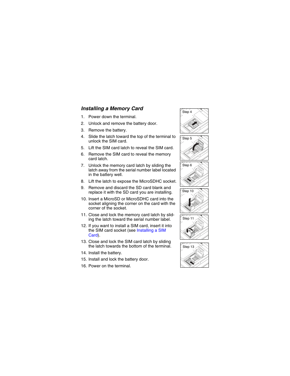 Installing a memory card | Honeywell DOLPHIN 6000-QS User Manual | Page 13 / 17