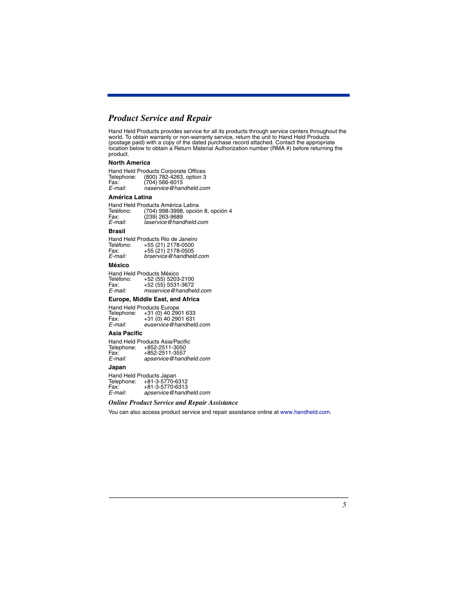 Product service and repair | Honeywell Dolphin 7600 Series User Manual | Page 7 / 12