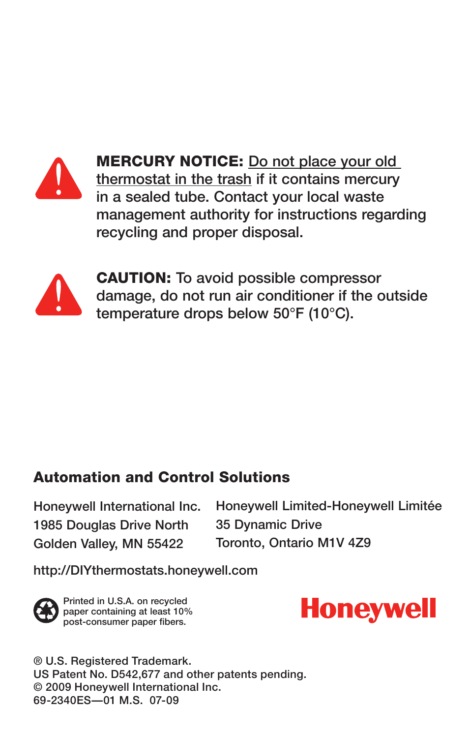 Automation and control solutions | Honeywell RTH 3100C User Manual | Page 24 / 48