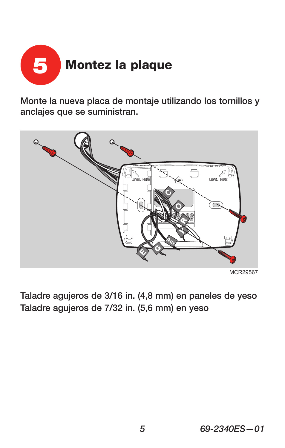 Montez la plaque | Honeywell RTH 3100C User Manual | Page 31 / 48