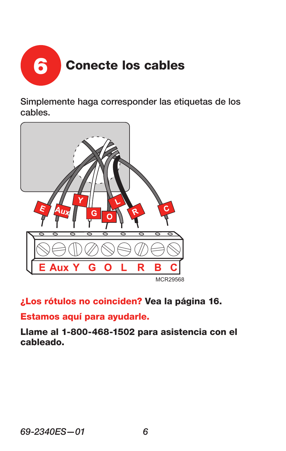 Conecte los cables | Honeywell RTH 3100C User Manual | Page 32 / 48