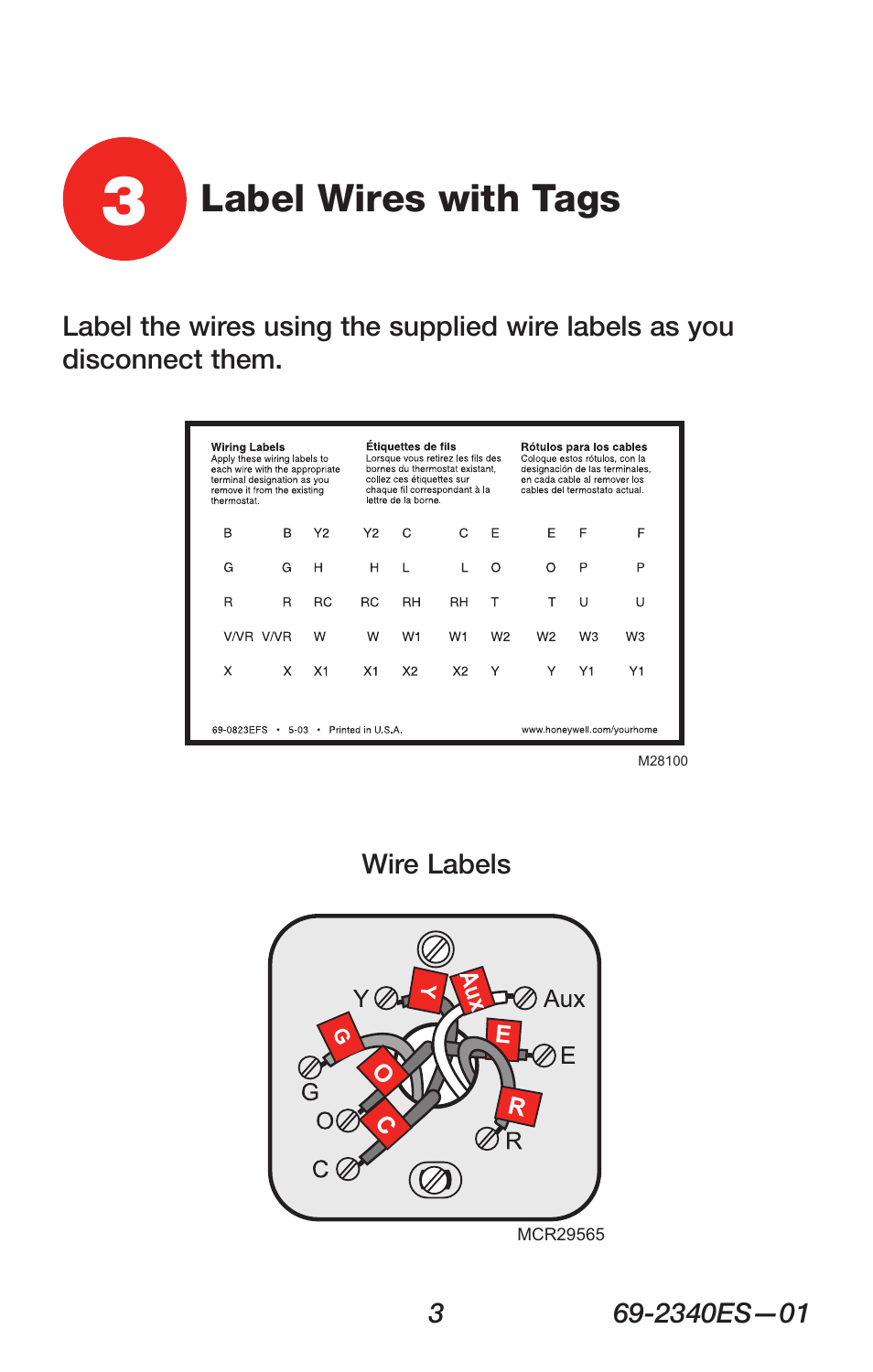 Label wires with tags | Honeywell RTH 3100C User Manual | Page 5 / 48