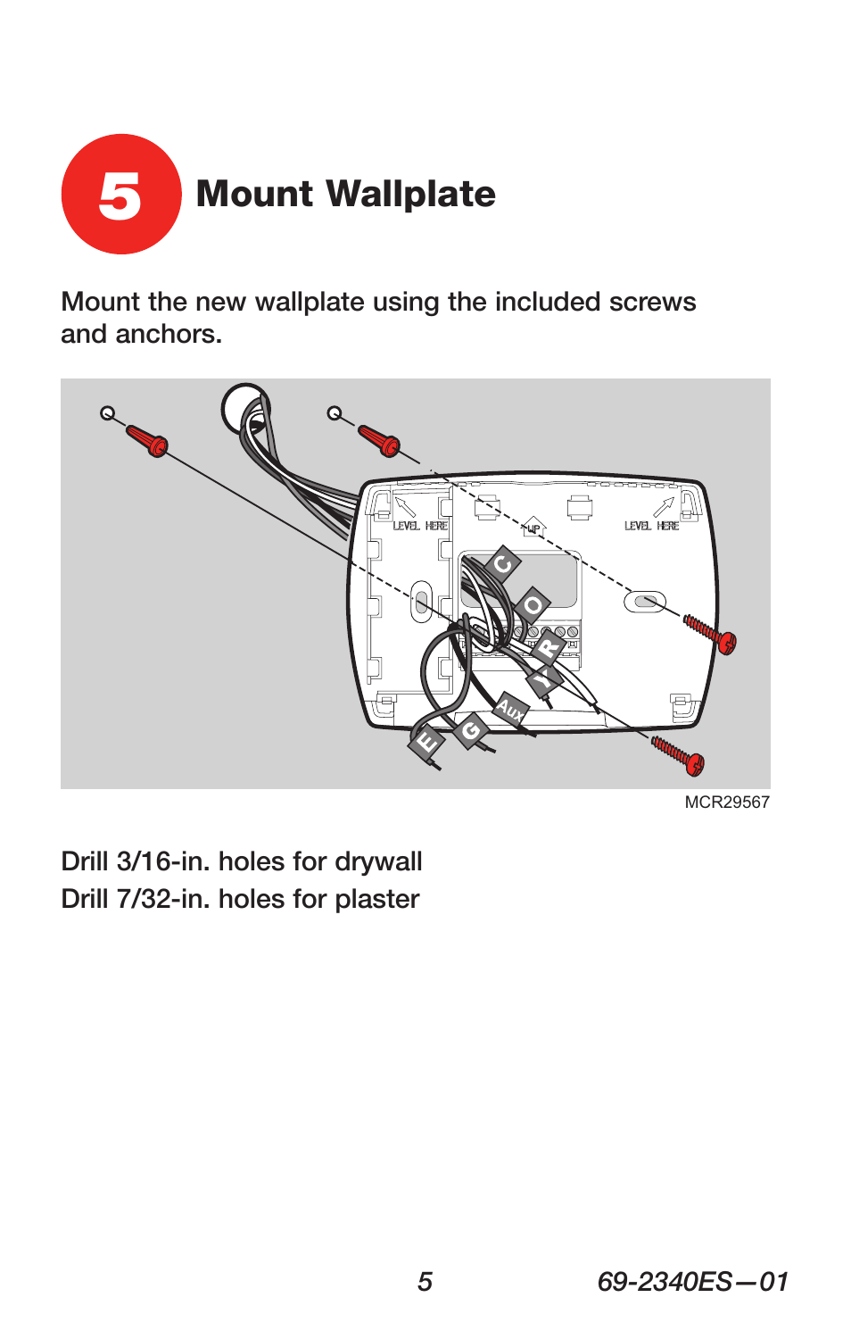 Mount wallplate | Honeywell RTH 3100C User Manual | Page 7 / 48