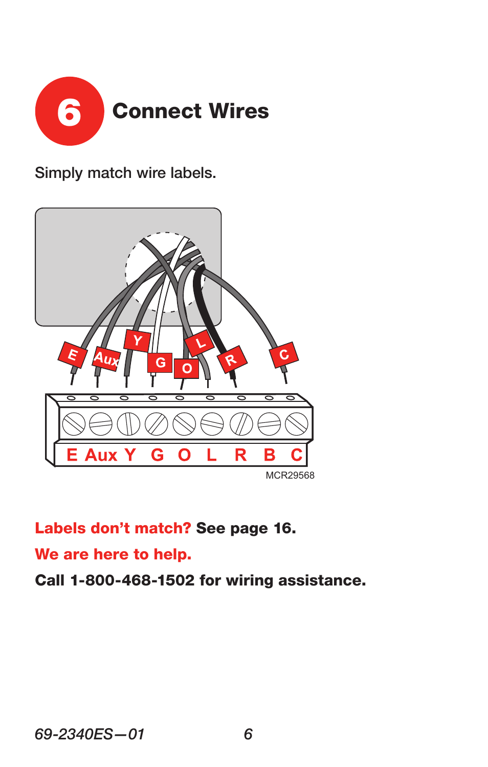 Connect wires | Honeywell RTH 3100C User Manual | Page 8 / 48
