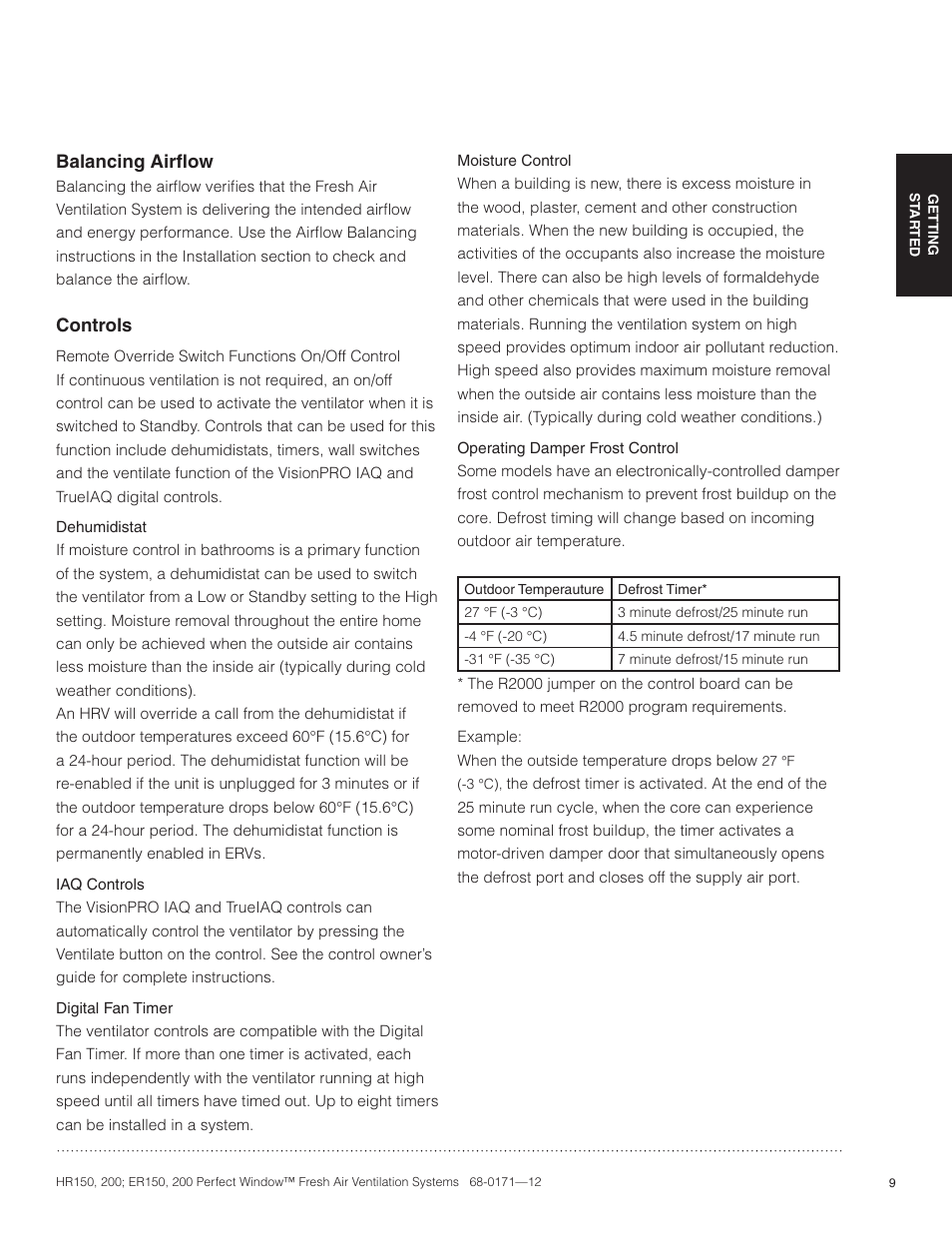 Honeywell PERFECT WINDOW HR200 User Manual | Page 11 / 28