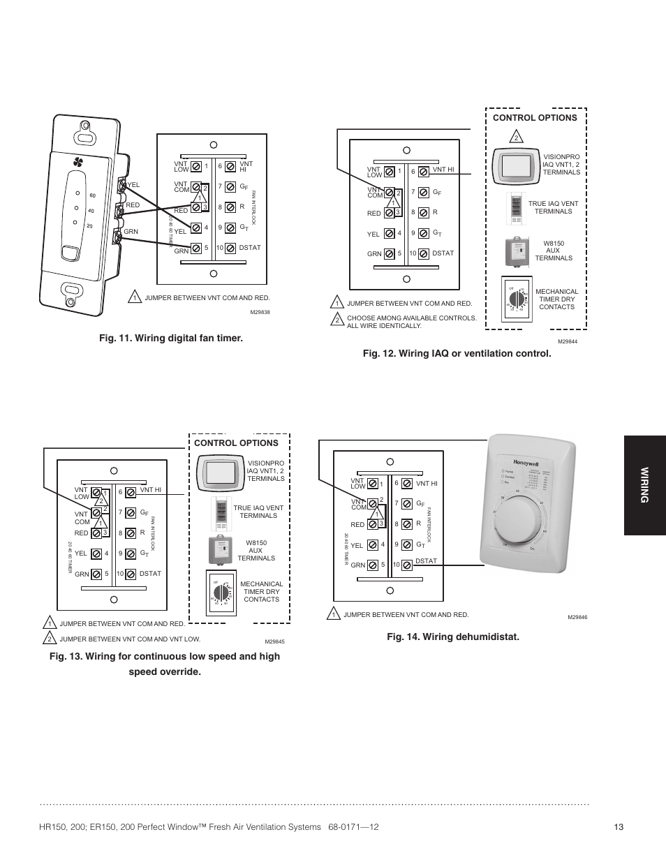 Wiring | Honeywell PERFECT WINDOW HR200 User Manual | Page 15 / 28