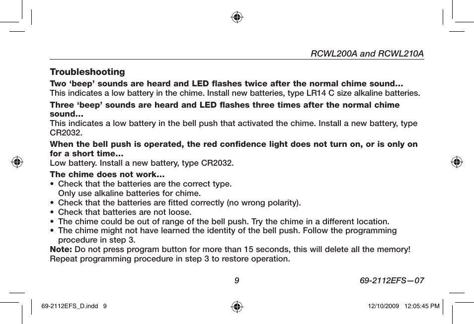Honeywell RCWL210A User Manual | Page 11 / 44
