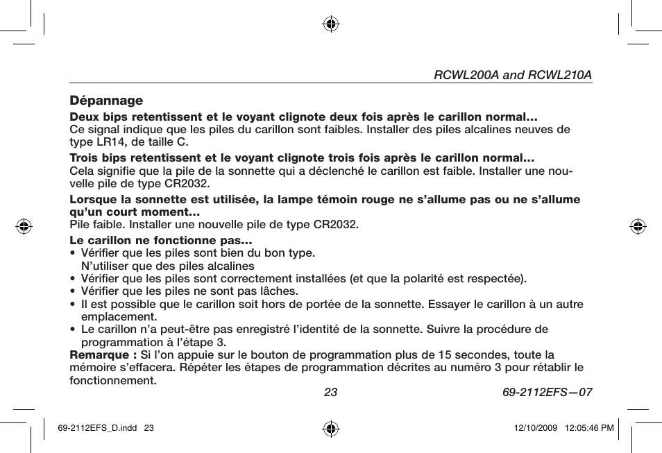 Honeywell RCWL210A User Manual | Page 25 / 44