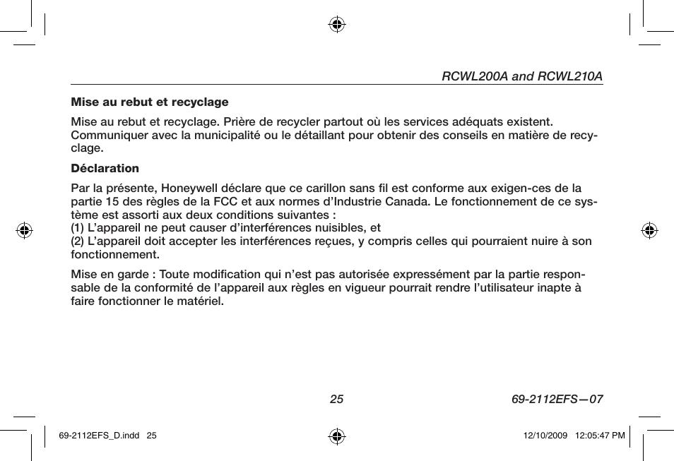 Honeywell RCWL210A User Manual | Page 27 / 44