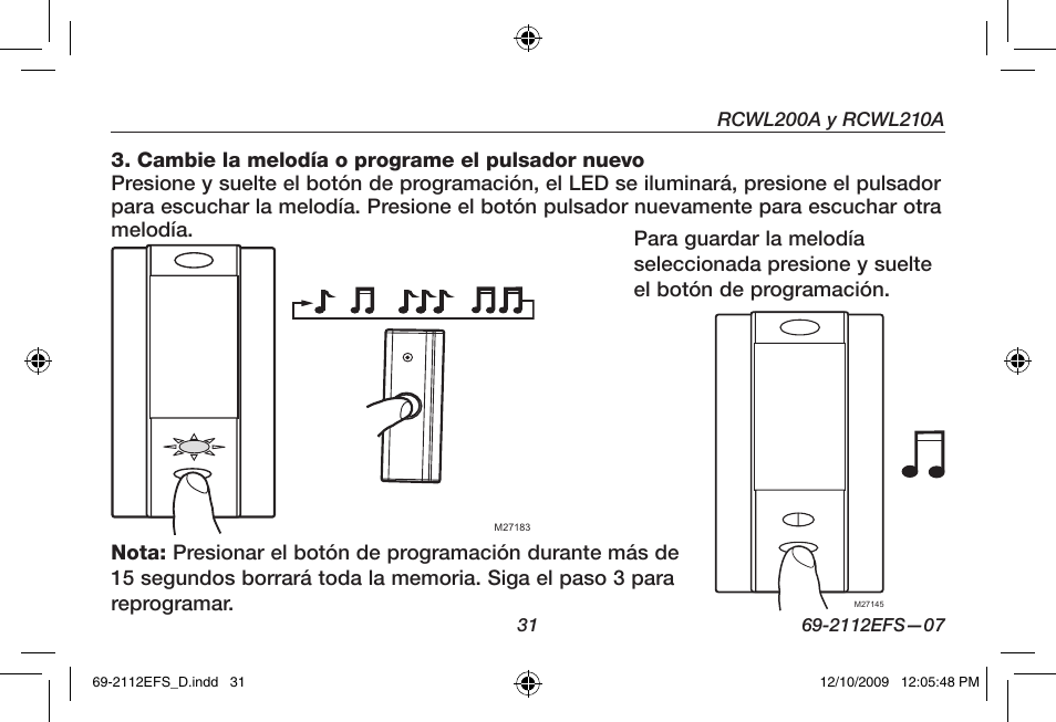 Honeywell RCWL210A User Manual | Page 33 / 44