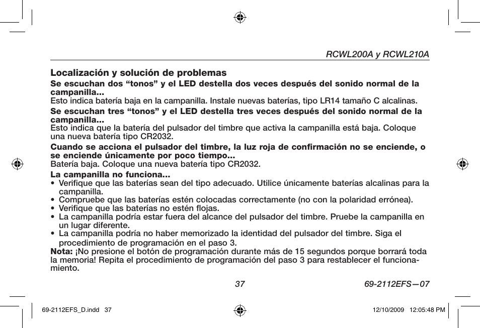 Honeywell RCWL210A User Manual | Page 39 / 44