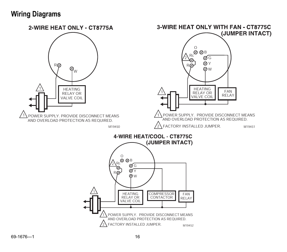 Wiring diagrams | Honeywell CT8775A User Manual | Page 16 / 20