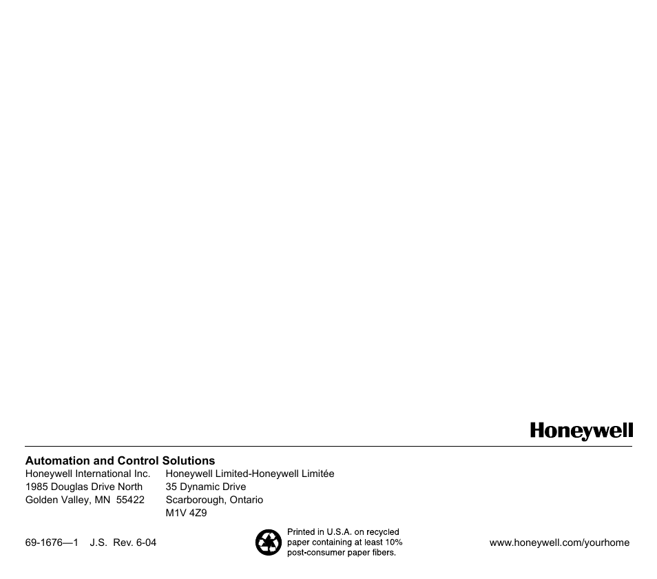 Honeywell CT8775A User Manual | Page 20 / 20