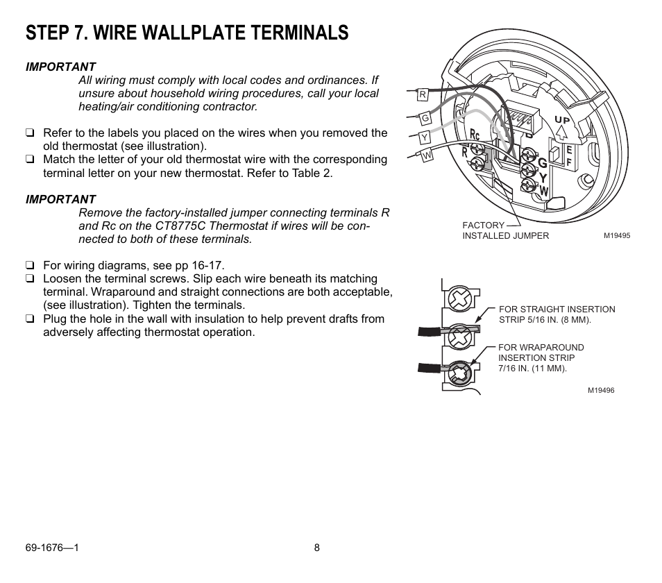 Step 7. wire wallplate terminals | Honeywell CT8775A User Manual | Page 8 / 20