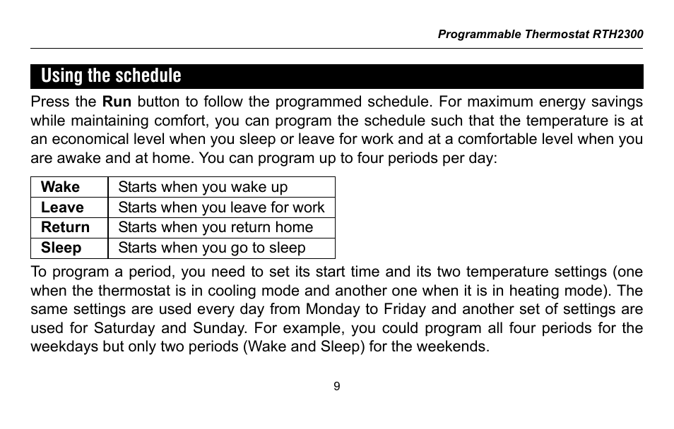 Honeywell RTH2300 User Manual | Page 11 / 44