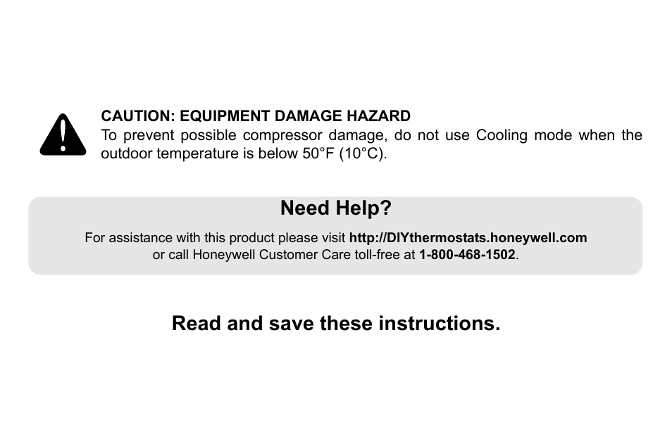 Need help, Read and save these instructions | Honeywell RTH2300 User Manual | Page 2 / 44