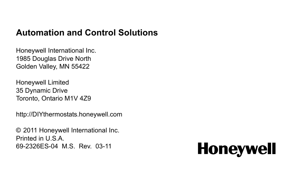 Automation and control solutions | Honeywell RTH2300 User Manual | Page 22 / 44