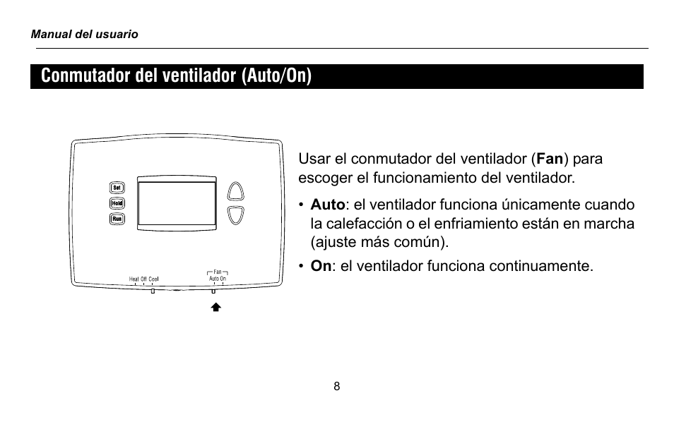 Conmutador del ventilador (auto/on) | Honeywell RTH2300 User Manual | Page 32 / 44