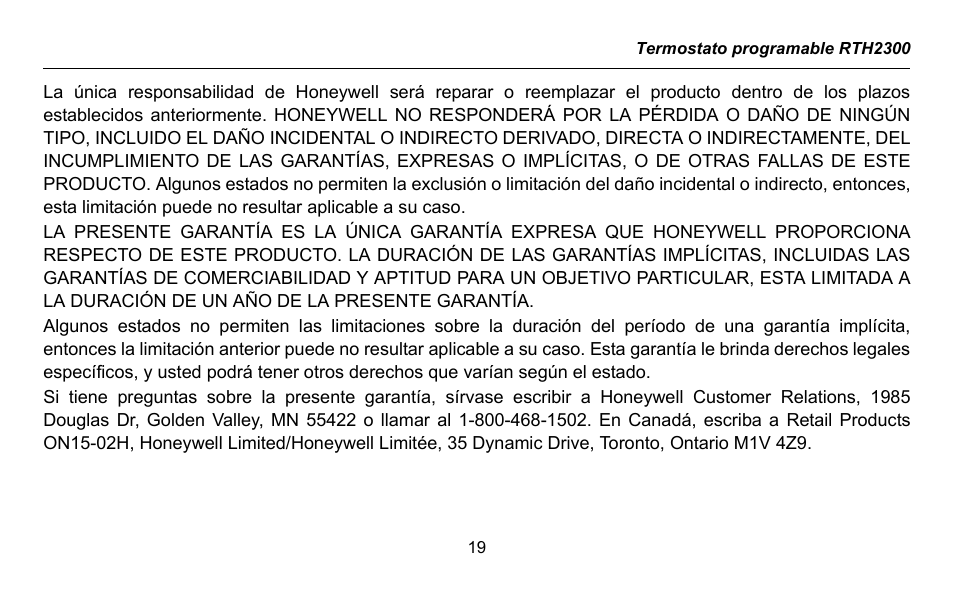 Honeywell RTH2300 User Manual | Page 43 / 44