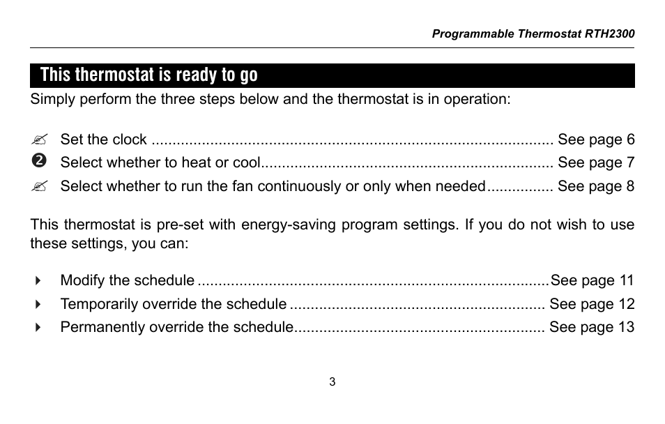 Honeywell RTH2300 User Manual | Page 5 / 44