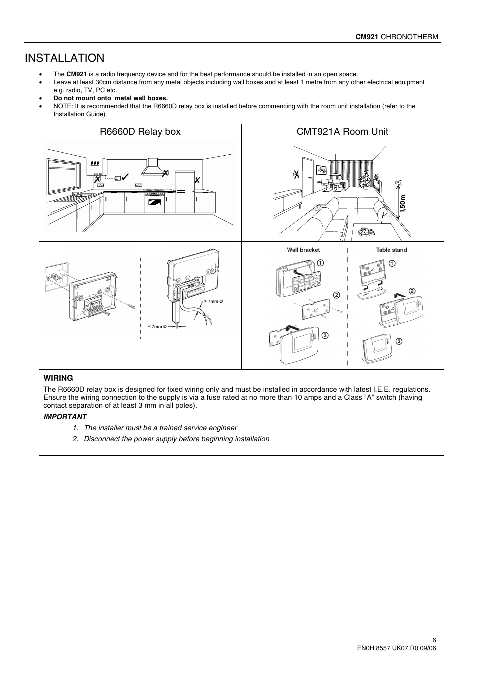 Installation | Honeywell cm921 User Manual | Page 6 / 7