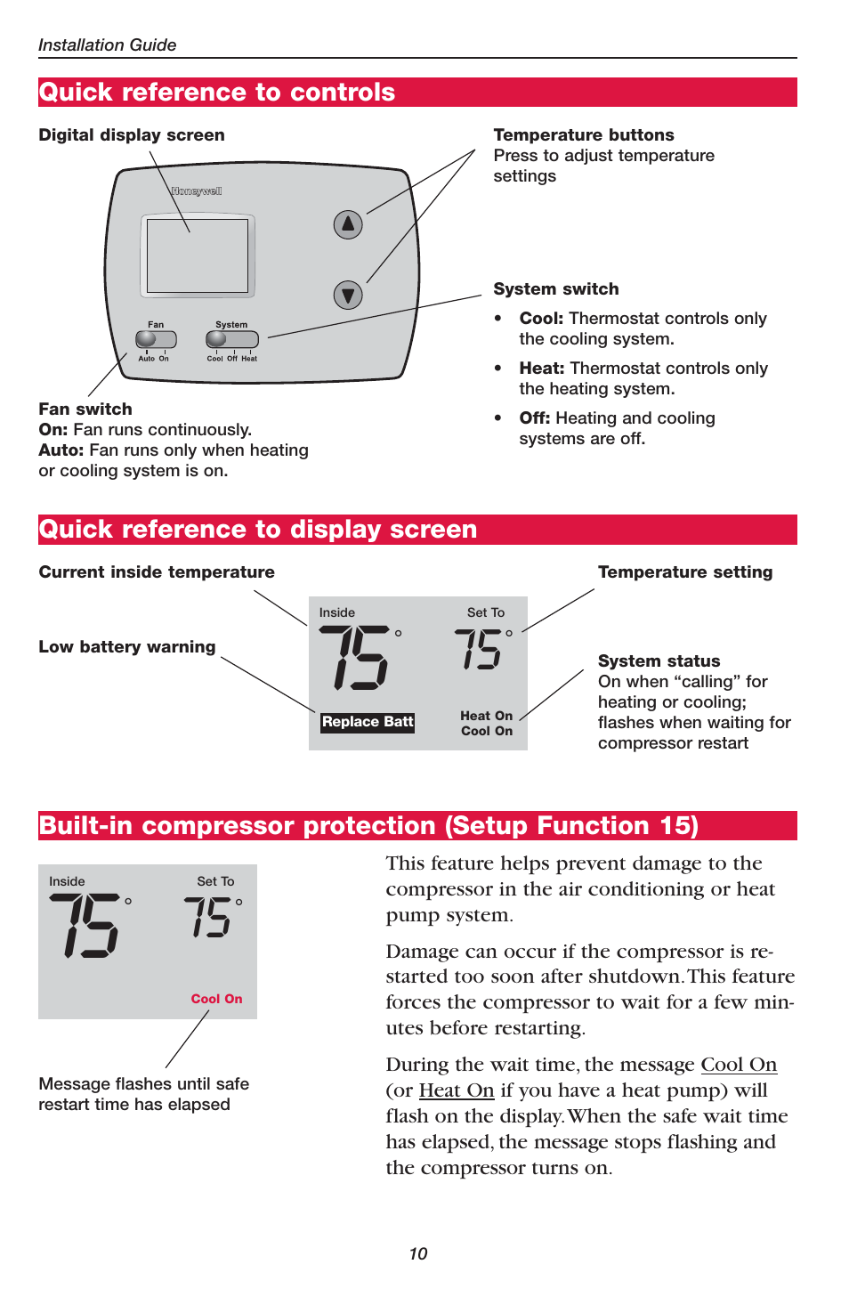 Honeywell PRO TH2110D User Manual | Page 12 / 16