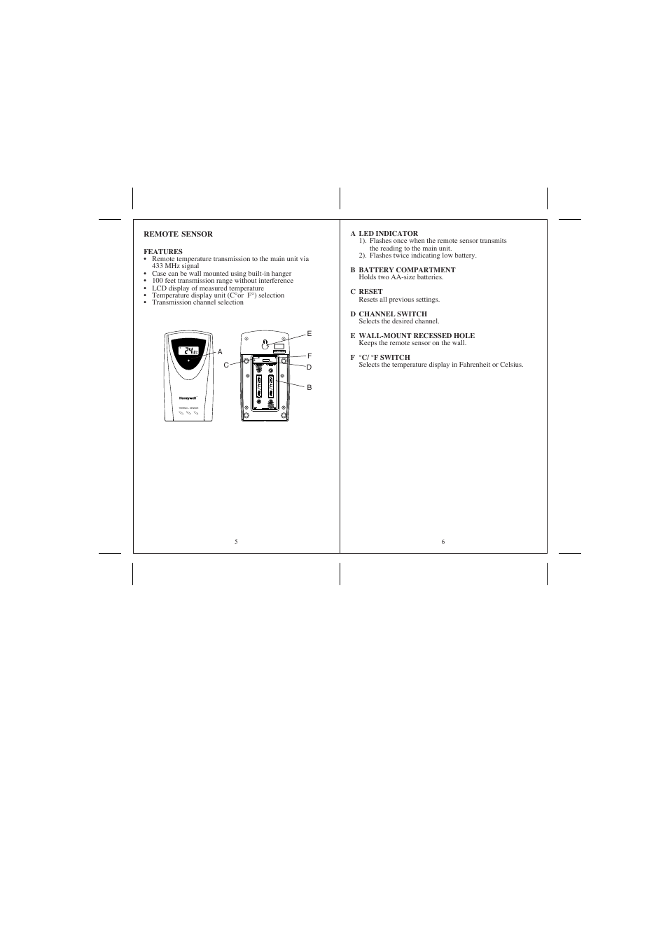 Honeywell RCW33W User Manual | Page 4 / 9