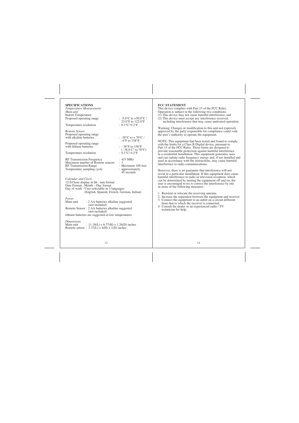 Honeywell RCW33W User Manual | Page 8 / 9