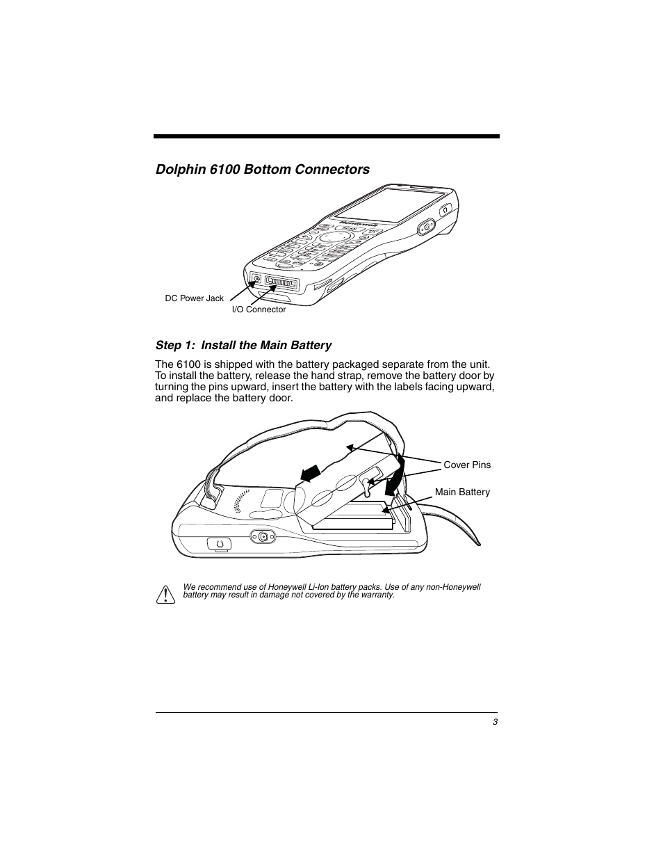 Dolphin 6100 bottom connectors | Honeywell DOLPHIN 6100 User Manual | Page 5 / 14