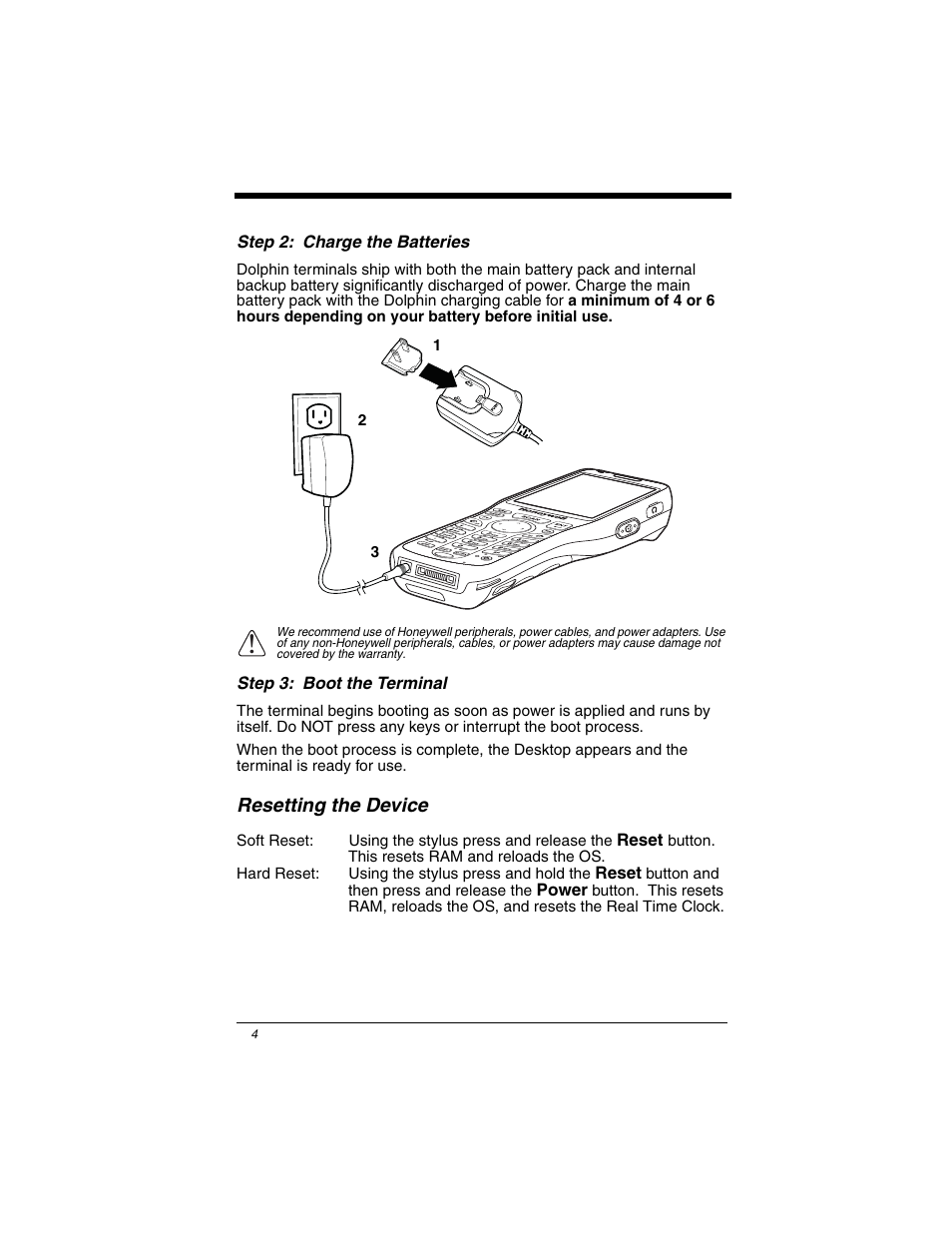 Resetting the device | Honeywell DOLPHIN 6100 User Manual | Page 6 / 14