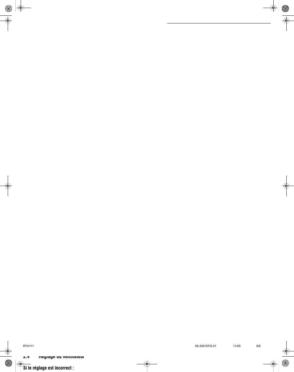 Menu de configuration | Honeywell RTH111 User Manual | Page 8 / 8