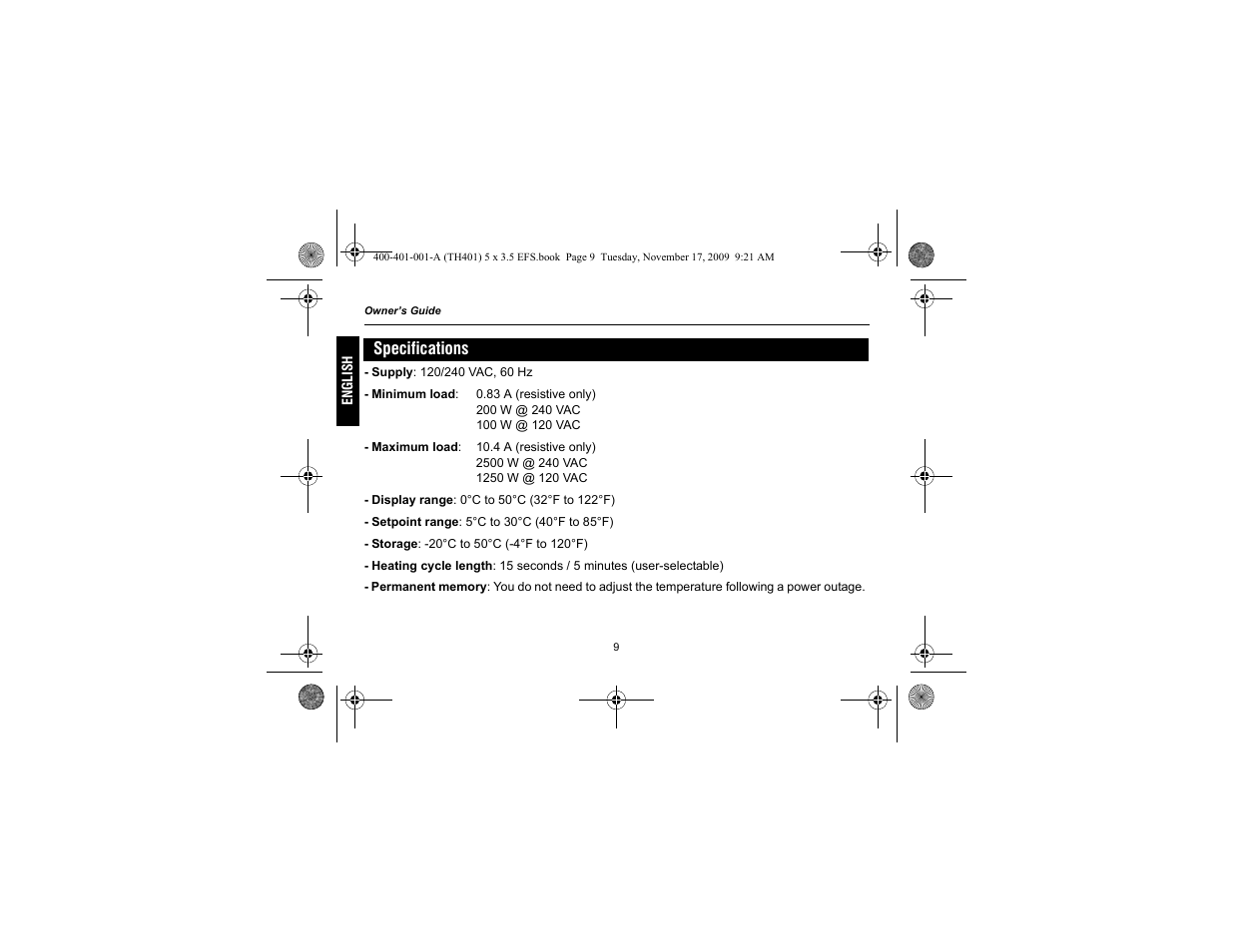 Specifications | Honeywell 72838 User Manual | Page 12 / 40