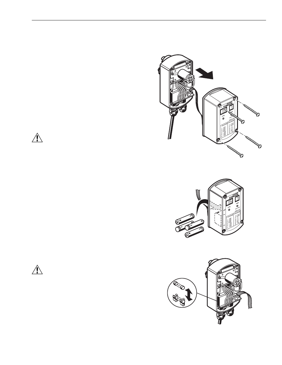 Caution, Fitting batteries and fuses | Honeywell MV876B1018 F76S User Manual | Page 7 / 16