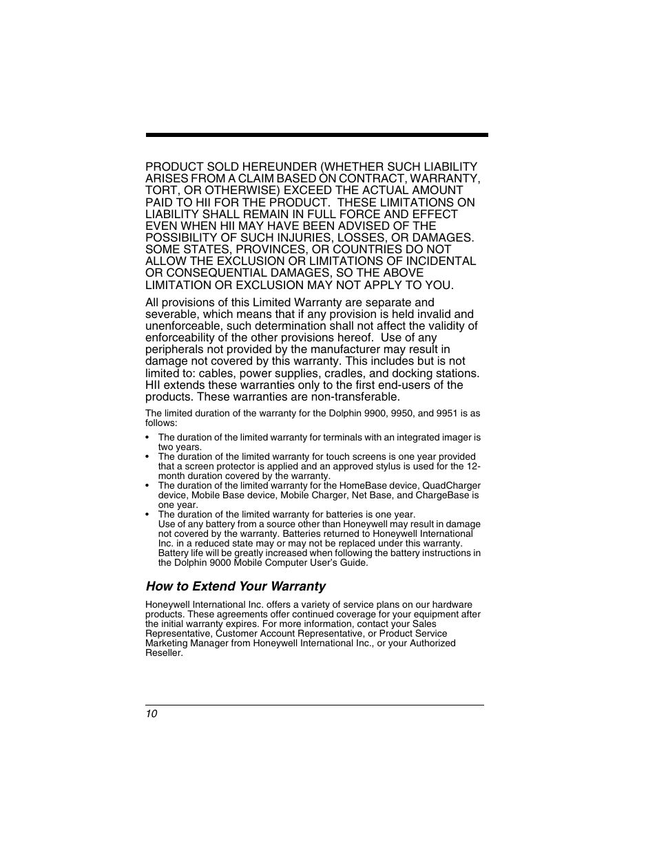 How to extend your warranty | Honeywell DOLPHIN 9950 User Manual | Page 12 / 14